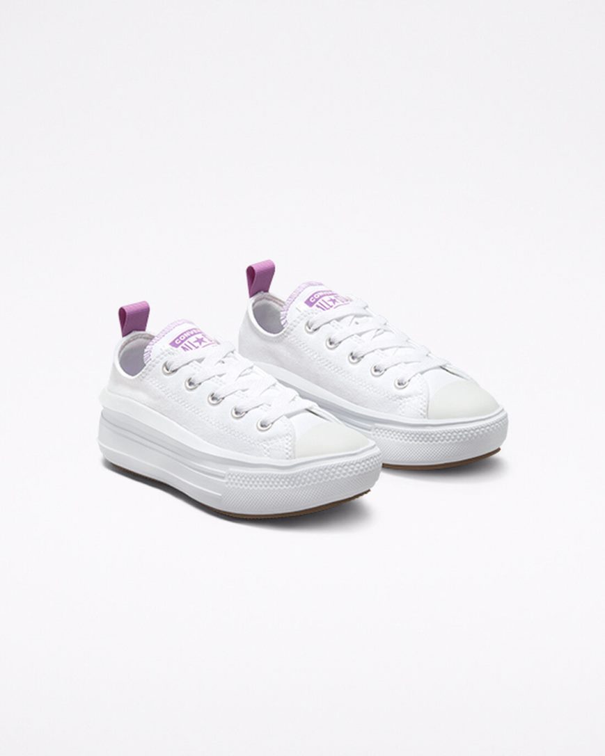 Sapatos Plataforma Converse Chuck Taylor All Star Move Cano Baixo Menina Branco Roxo Branco | PT T0P4710